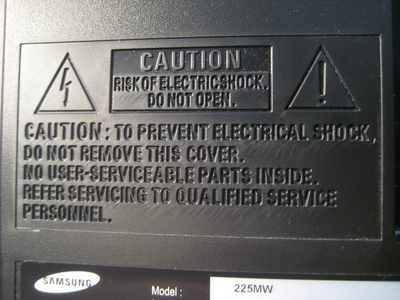 Electric shock warning.