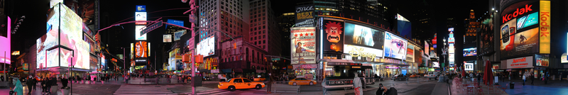 Panorama över Times Square.