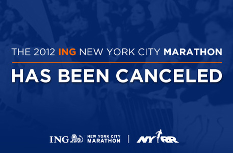 NYC Marathon inställt — notis på officiell hemsida.