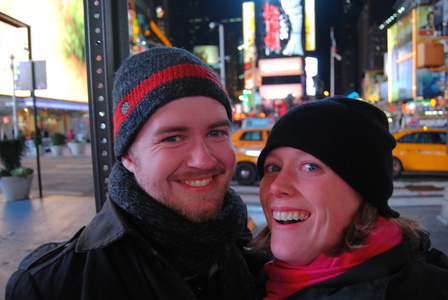 Daniel och Johanna vid Times Square.