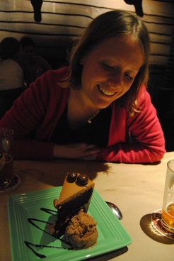 Chokladtårta till efterrätt.